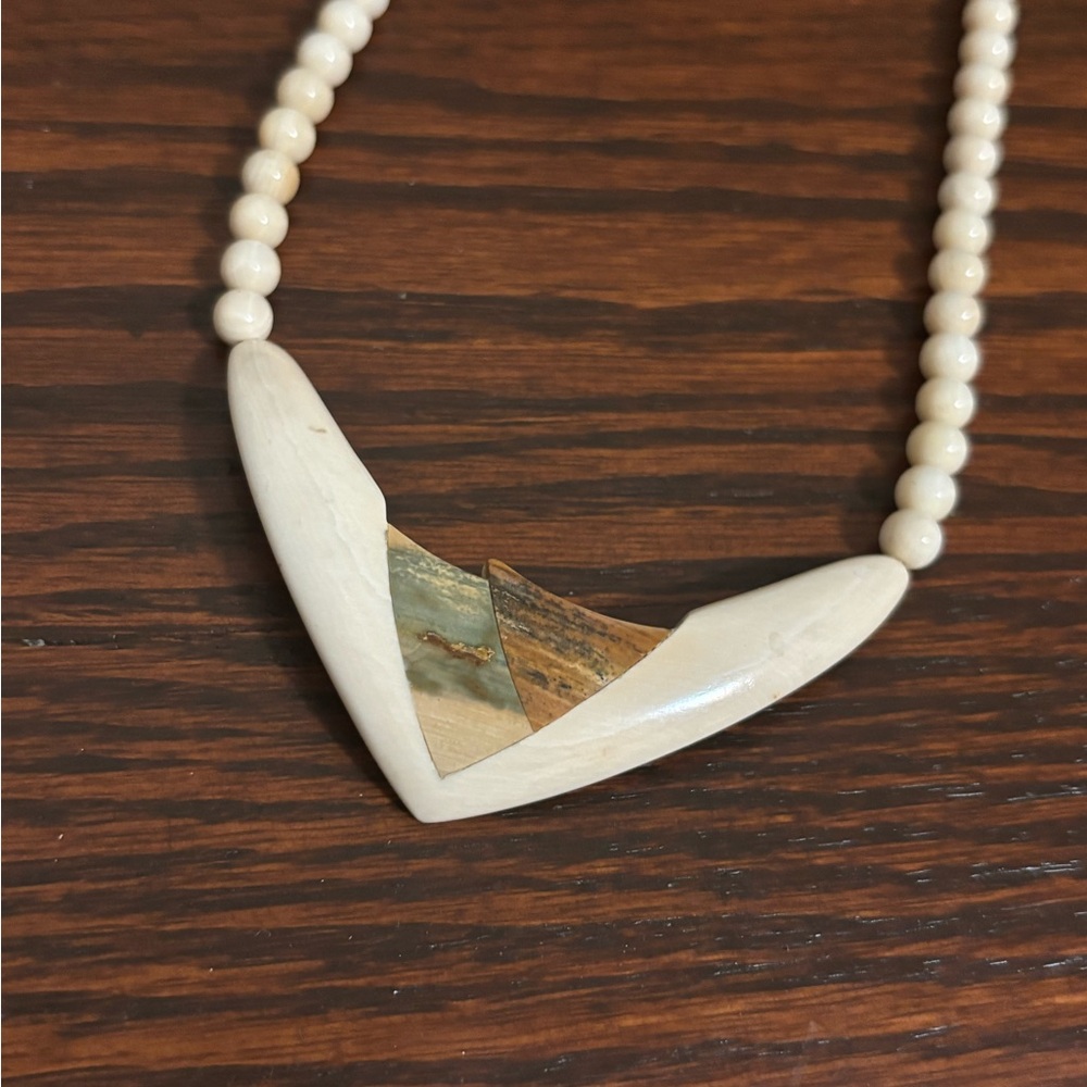 Fossilized Mammoth Bead Bib Necklace